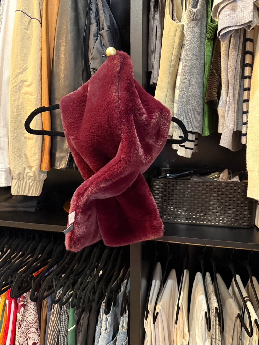 Luxurious Faux Fur Scarf - Burgundy